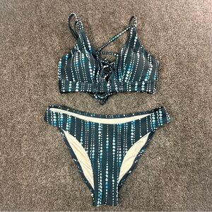 Cupshe Bathing Suit Bikini Blue Strappy
Swim Size Small NWT Beach Coastal Vacay